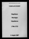 Vernancourt. Baptêmes, mariages, sépultures 1706-1723