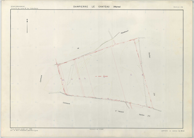 Dampierre-le-Château (51206). Section ZA échelle 1/2000, plan remembré pour 1980, plan régulier (papier armé)