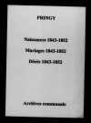 Pringy. Naissances, mariages, décès 1843-1852