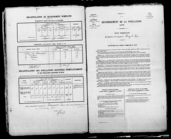 Bussy-le-Repos. Dénombrement de la population 1876