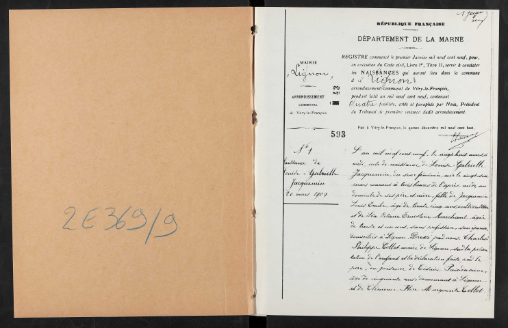 Lignon. Naissances, mariages, décès 1909-1920 (reconstitutions)