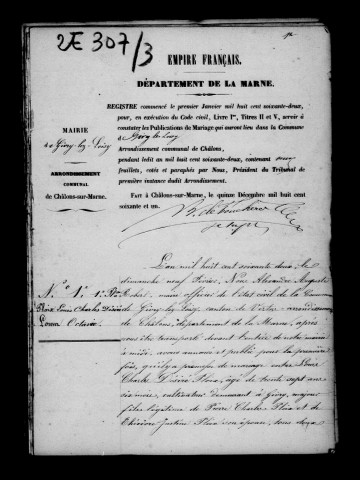 Givry-lès-Loisy. Publications de mariage 1862-1901