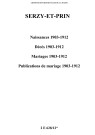 Serzy-et-Prin. Naissances, décès, mariages, publications de mariage 1903-1912