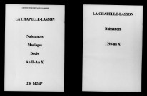 Chapelle-Lasson (La). Naissances, mariages, décès an II-an X