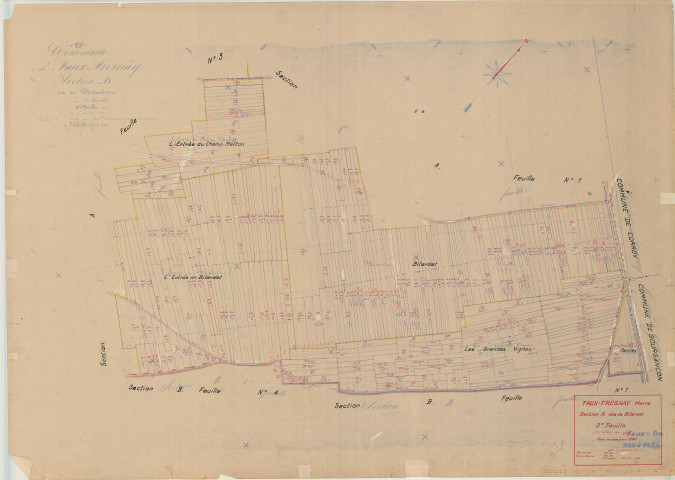 Faux-Fresnay (51243). Section A2 échelle 1/2000, plan mis à jour pour 01/01/1940, non régulier (papier)