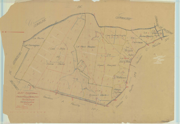 Saint-Imoges (51488). Section B échelle 1/5000, plan mis à jour pour 1934, plan non régulier (papier).