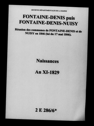 Fontaine-Denis. Naissances an XI-1829