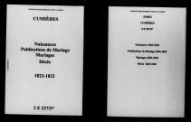 Cumières. Naissances, publications de mariage, mariages, décès 1823-1832