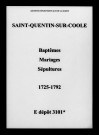 Saint-Quentin-sur-Coole. Baptêmes, mariages, sépultures 1725-1792