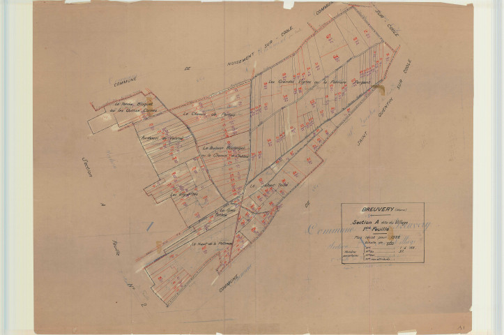 Breuvery-sur-Coole (51087). Section A1 échelle 1/2500, plan mis à jour pour 1932, plan non régulier (papier)