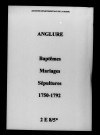 Anglure. Baptêmes, mariages, sépultures 1750-1792