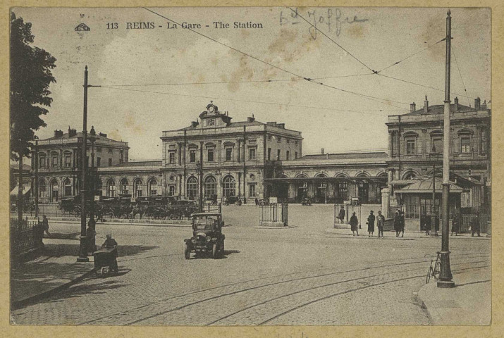REIMS. 113. La Gare - The Station. Stasbourg CAP - Cie Alsacienne. 1929 