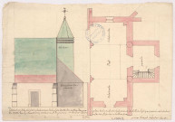 Elévation de la nef et collateraux de l'église de Soudé Notre Dame, 1747.