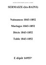 Sermaize-sur-Saulx. Naissances, mariages, décès et tables décennales des naissances, mariages, décès 1843-1852