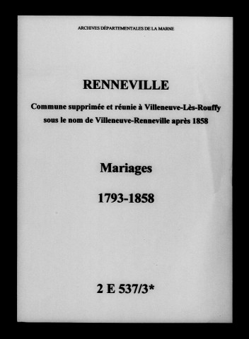 Renneville. Mariages 1793-1858
