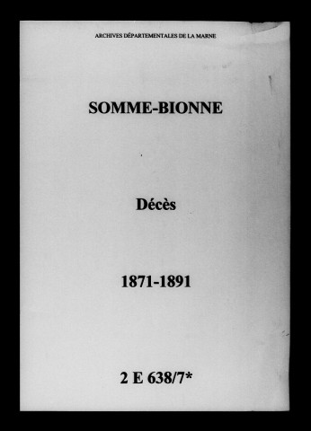 Somme-Bionne. Décès 1871-1891