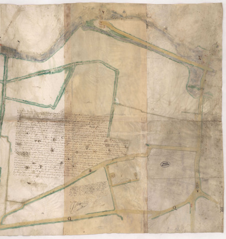 Carte figurative des jardins et marais d'entre deux ponts au bourg de Vesle formant le seigneurie de Courlancy (1677), La Joye