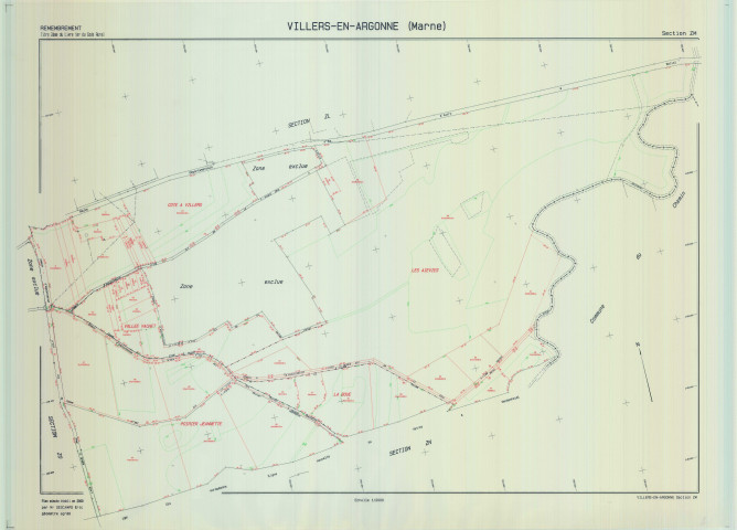 Villers-en-Argonne (51632). Section ZM échelle 1/2000, plan remembré pour 2009, plan régulier (calque)