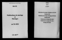 Baye. Publications de mariage, mariages an XI-1832