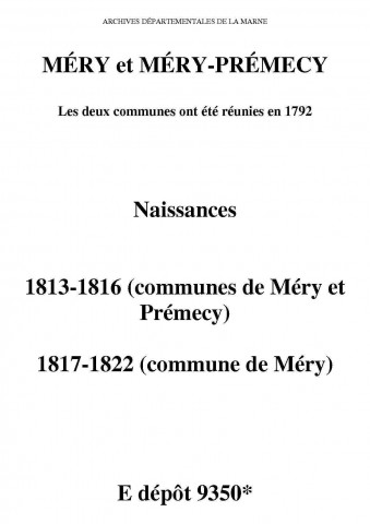 Méry-Prémecy. Naissances 1813-1822
