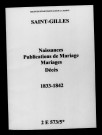 Saint-Gilles. Naissances, publications de mariage, mariages, décès 1833-1842