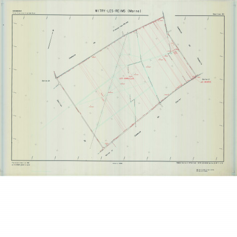 Witry-lès-Reims (51662). Section ZH échelle 1/2000, plan remembré pour 1987, plan régulier de qualité P5 (calque).