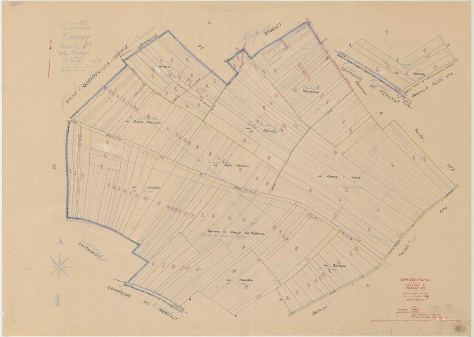 Changy (51122). Section A1 échelle 1/1250, plan mis à jour pour 1959, plan non régulier (papier)