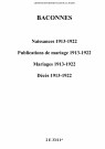 Baconnes. Naissances, publications de mariage, mariages, décès 1913-1922
