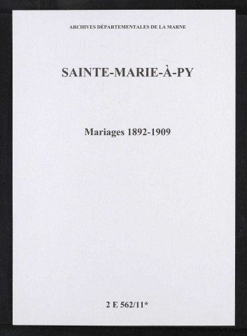 Sainte-Marie-à-Py. Mariages 1892-1909