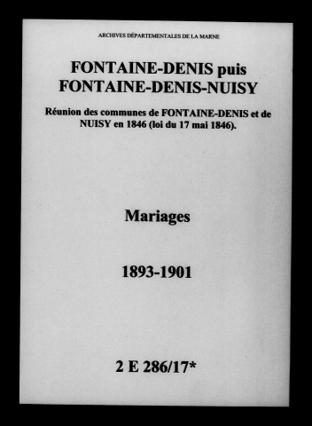 Fontaine-Denis-Nuisy. Mariages 1893-1901
