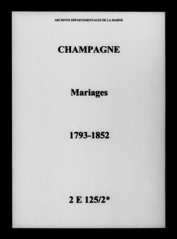 Champagne. Mariages 1793-1852