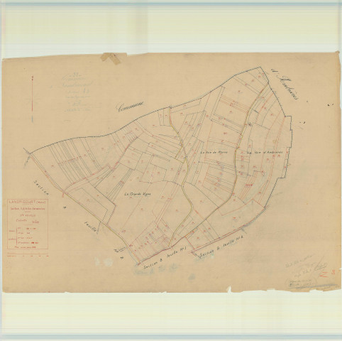 Landricourt (51315). Section A3 échelle 1/2000, plan mis à jour pour 1934, plan non régulier (papier)