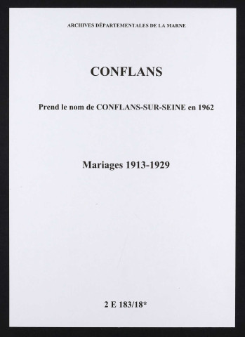 Conflans. Mariages 1913-1929