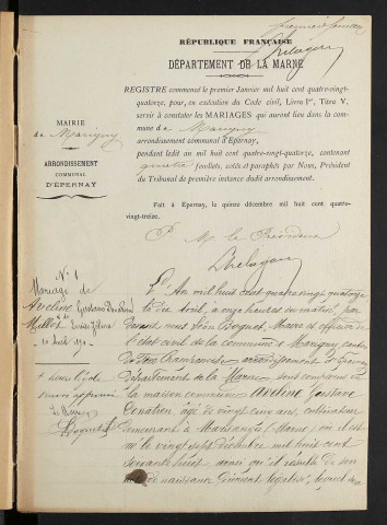 Marigny. Mariages 1893-1899 et 1901-1929. Naissances 1900