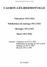 Cauroy-lès-Hermonville. Naissances, publications de mariage, mariages, décès 1913-1922