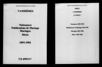Vandières. Naissances, publications de mariage, mariages, décès 1893-1902