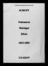 Scrupt. Naissances, mariages, décès 1833-1852