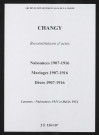 Changy. Naissances, mariages, décès 1907-1916 (reconstitutions)