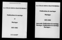 Celle-sous-Chantemerle (La). Publications de mariage, mariages 1833-1862