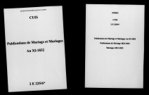 Cuis. Publications de mariage, mariages an XI-1832