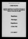 Chevigny. Baptêmes, mariages, sépultures 1730-1792