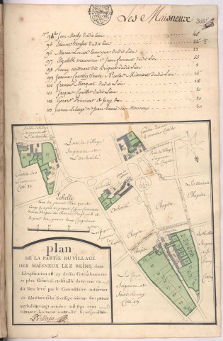 Plan de la partie du village des Maisneux les Reims (1760), Pierre Villain