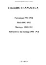 Villers-Franqueux. Naissances, décès, mariages, publications de mariage 1903-1912