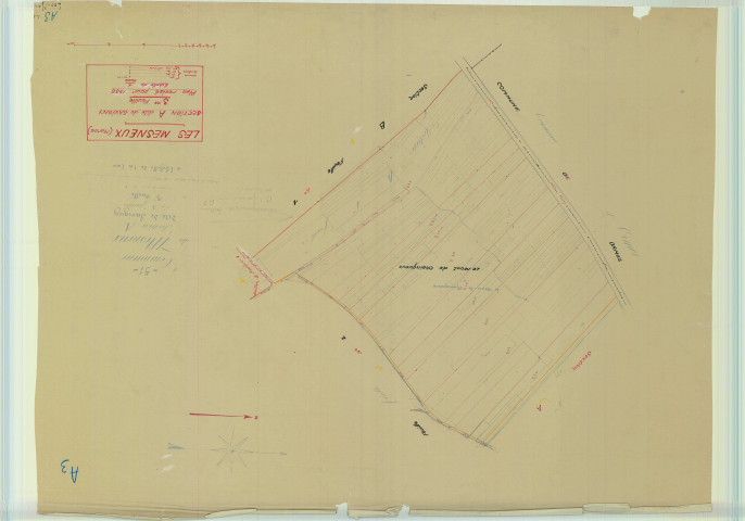 Mesneux (Les) (51365). Section A3 échelle 1/1000, plan mis à jour pour 1935, plan non régulier (papier).