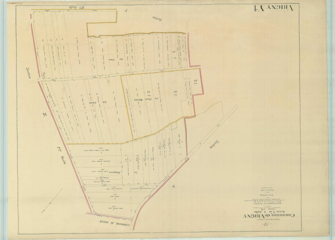 Vrigny (51657). Section Y1 2 échelle 1/1000, plan remembré pour 1927, plan régulier (papier).