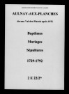 Aulnay-aux-Planches. Baptêmes, mariages, sépultures 1729-1792