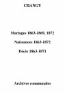 Changy. Mariages, naissances, décès 1863-1872
