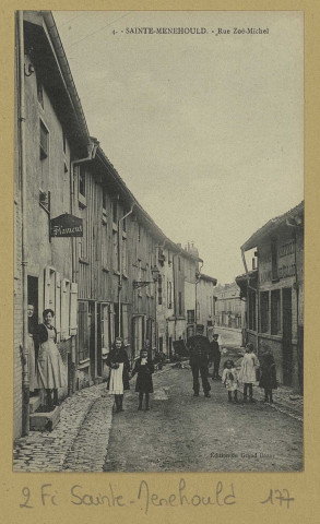 SAINTE-MENEHOULD. 4-Rue Zoé-Michel.
Vitry-le-FrançoisÉdition du Grand Bazar.[avant 1914]