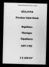 Sézanne. Saint-Denis. Baptêmes, mariages, sépultures 1697-1702