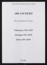 Ablancourt. Naissances, mariages, décès 1911-1919 (reconstitutions)
